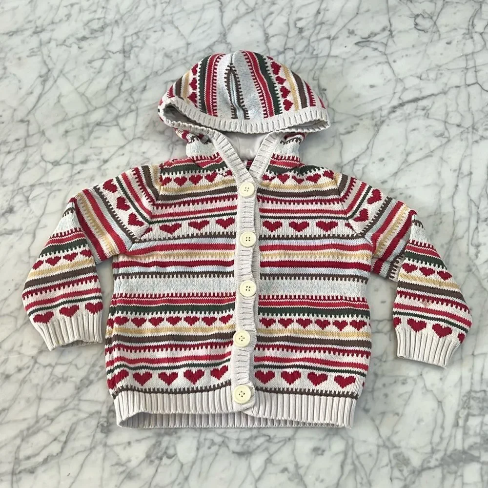Gymboree Knit Hooded Heart cardigan Sz 4T